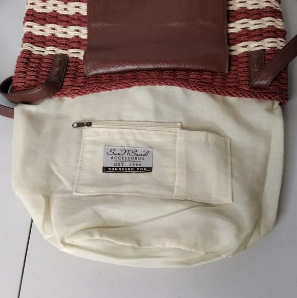 Sun N Sand Horizontal Striped Straw Summer Boho Hand Shoulder Bag - Picture 7 of 14